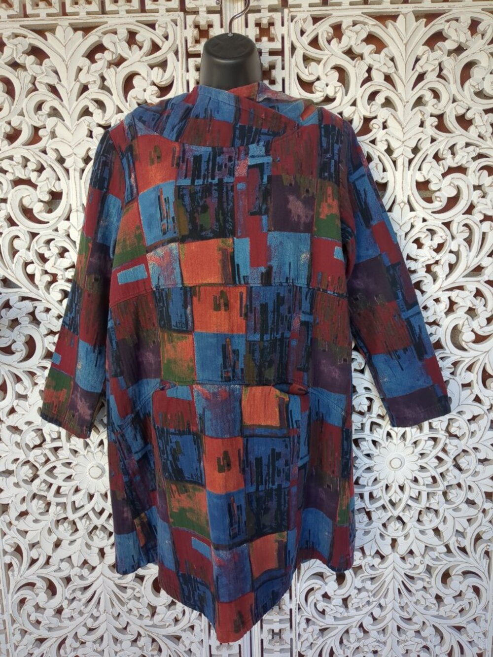 M / L Minibee Boho Hooded Lagenlook Hooded Long Sleeved Dress Sweatshirt - Picture 2 of 12